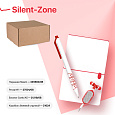 Набор подарочный SILENT-ZONE: бизнес-блокнот, ручка, наушники, коробка, стружка, бело-красный